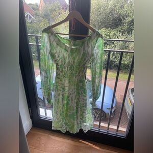 Sheer Green Floral Long-Sleeve Women's Top / Dress